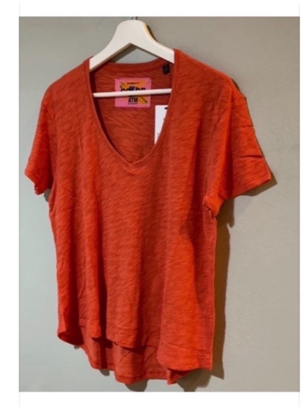 ATM Slub Jersey V- Neck Boyfriend Tee in Teracatta.